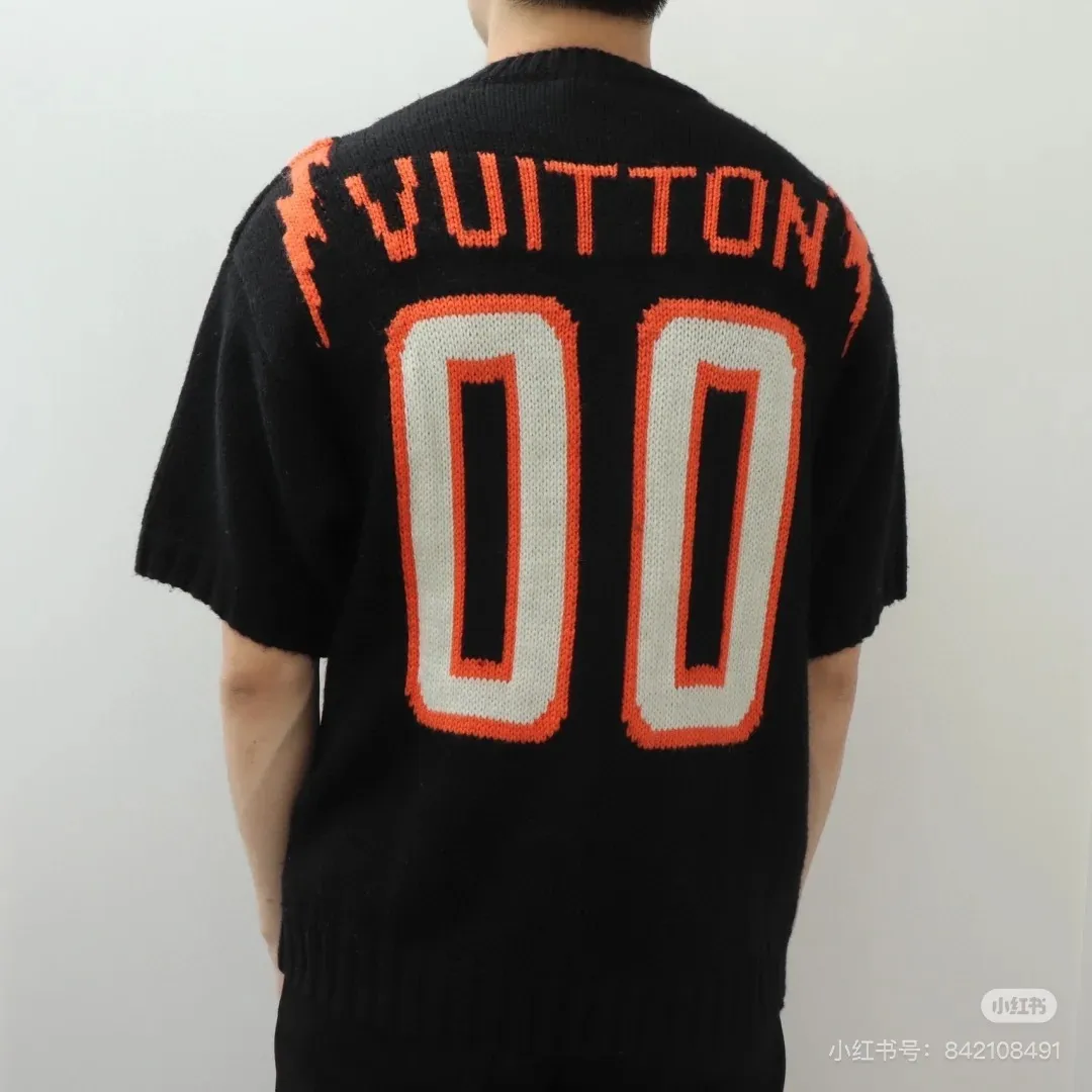 Louis Vuitton/Louis Vuitton 26ss 00 letter jacquard knitted short sleeves